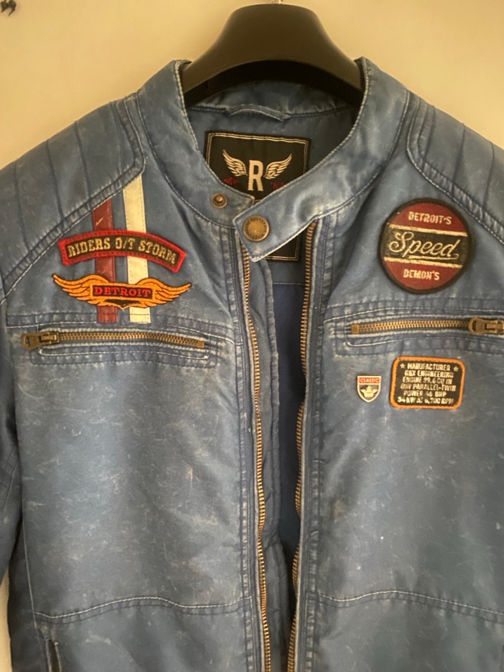 Rocketbox RBX Mavi Biker Ceket | Armalı Vintage Stil  XS - Görsel 2