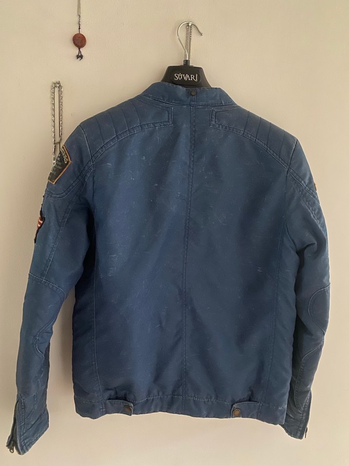 Rocketbox RBX Mavi Biker Ceket | Armalı Vintage Stil  XS - Görsel 5