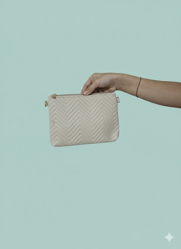 Bej Minimalist Kadın Çanta Fermuarlı - Görsel 2