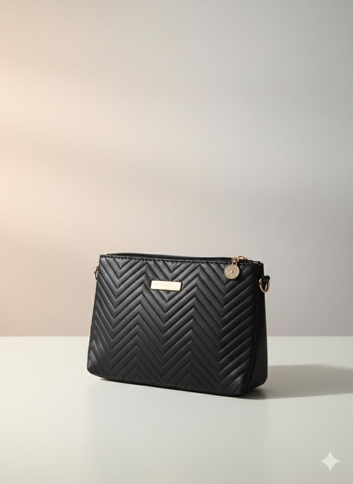 Siyah Minimalist Fermuarlı Kadın Çanta - Görsel 2