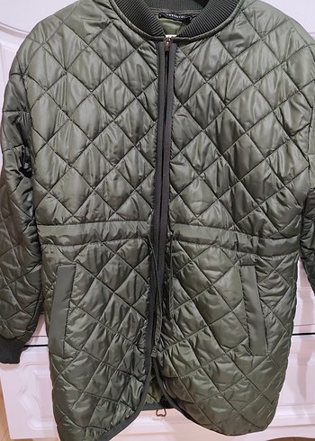 Koyu Yeşil Fermuarlı Kadın Mont - Görsel 3