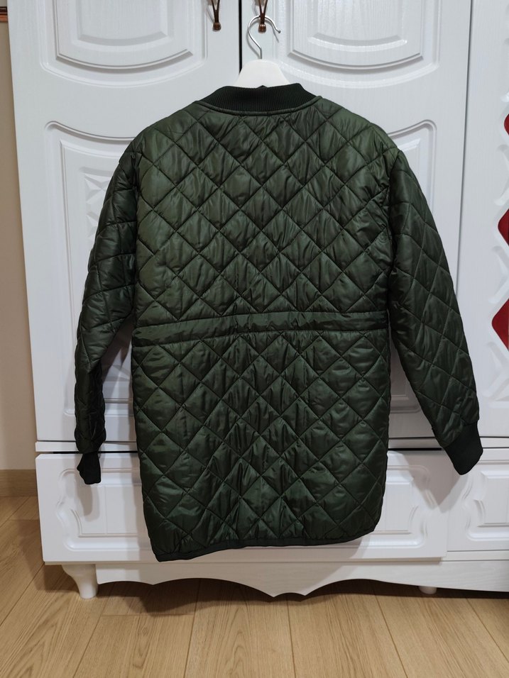 Koyu Yeşil Fermuarlı Kadın Mont - Görsel 2