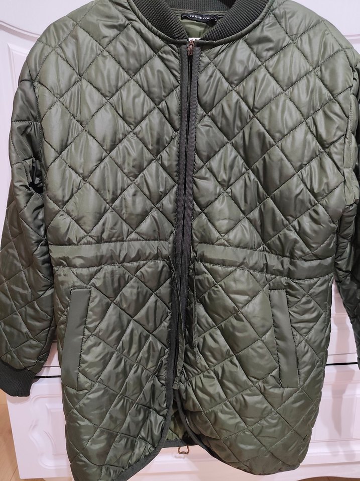 Koyu Yeşil Fermuarlı Kadın Mont - Görsel 3