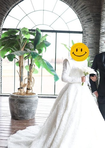38 Beden beyaz Renk tesettür gelinlik