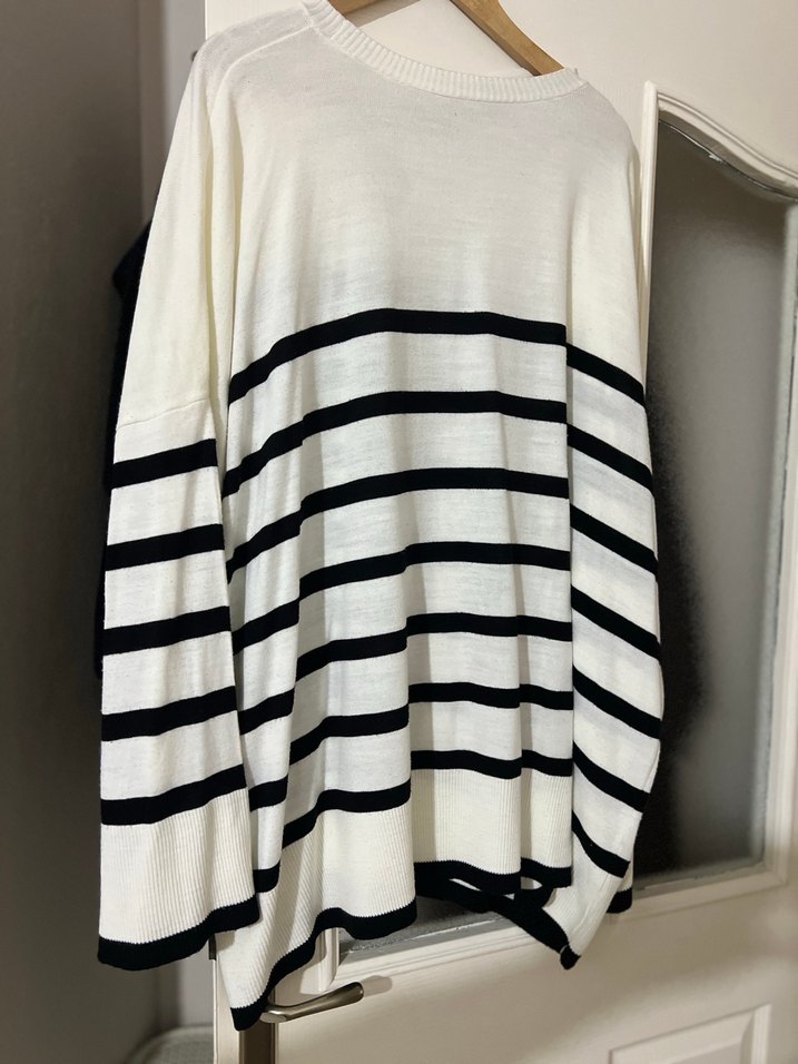 Uzun Kollu Çizgili Kadın Triko - Görsel 5