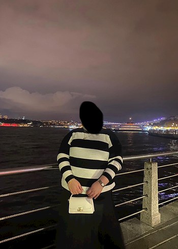 Çizgili Kadın Triko Kazak - Görsel 7