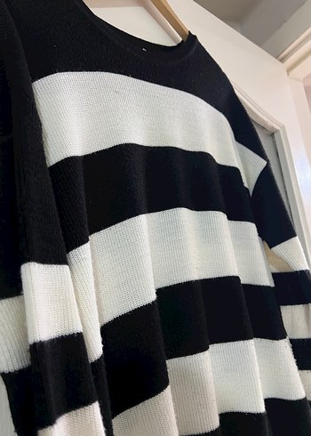 Çizgili Kadın Triko Kazak - Görsel 4