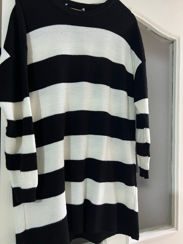 Çizgili Kadın Triko Kazak - Görsel 2