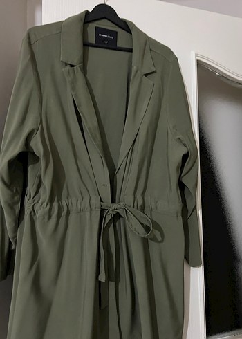 Kadın Haki Uzun Kuşaklı ceket - Görsel 2