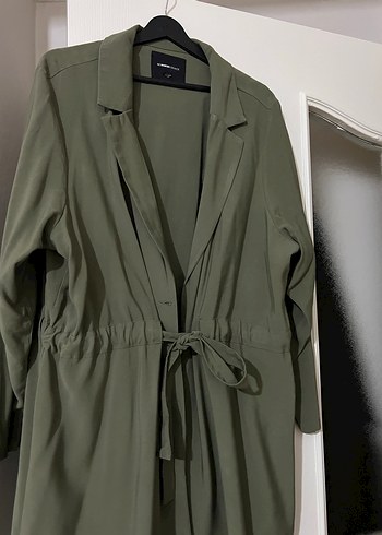 Kadın Haki Uzun Kuşaklı ceket - Görsel 3
