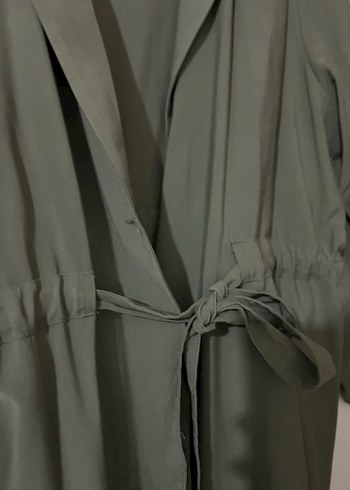 Kadın Haki Uzun Kuşaklı ceket - Görsel 7