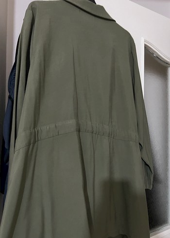 Kadın Haki Uzun Kuşaklı ceket - Görsel 5