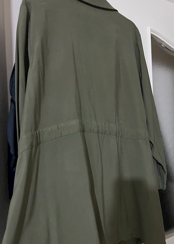 Kadın Haki Uzun Kuşaklı ceket - Görsel 4
