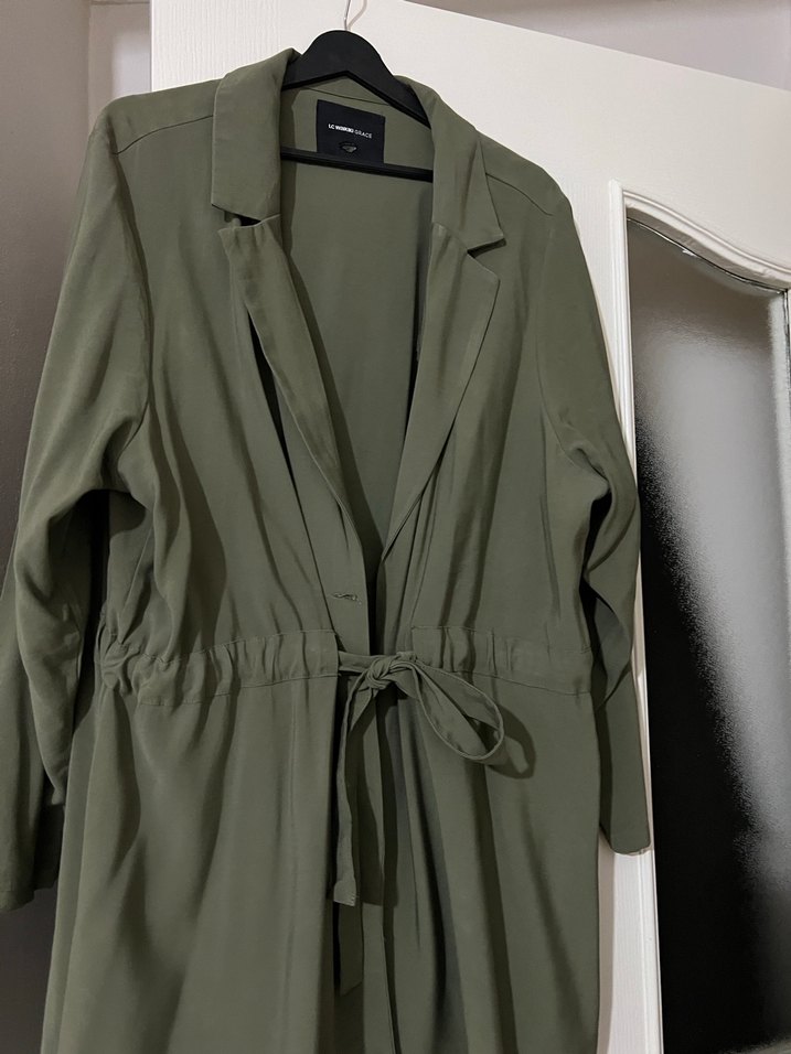 Kadın Haki Uzun Kuşaklı ceket - Görsel 3
