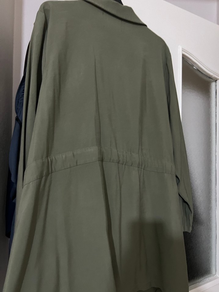 Kadın Haki Uzun Kuşaklı ceket - Görsel 5