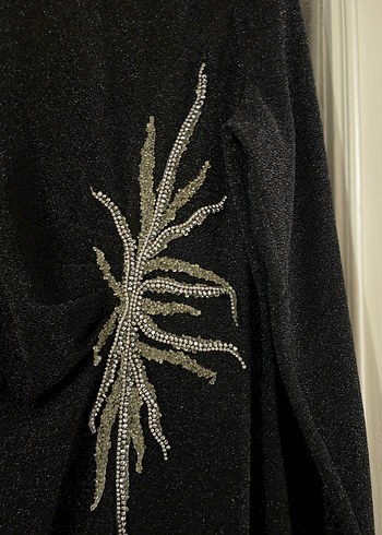 Nakışlı Siyah Uzun abiye - Görsel 3