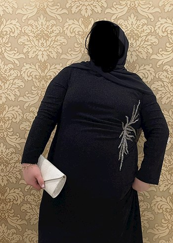 Nakışlı Siyah Uzun abiye - Görsel 6