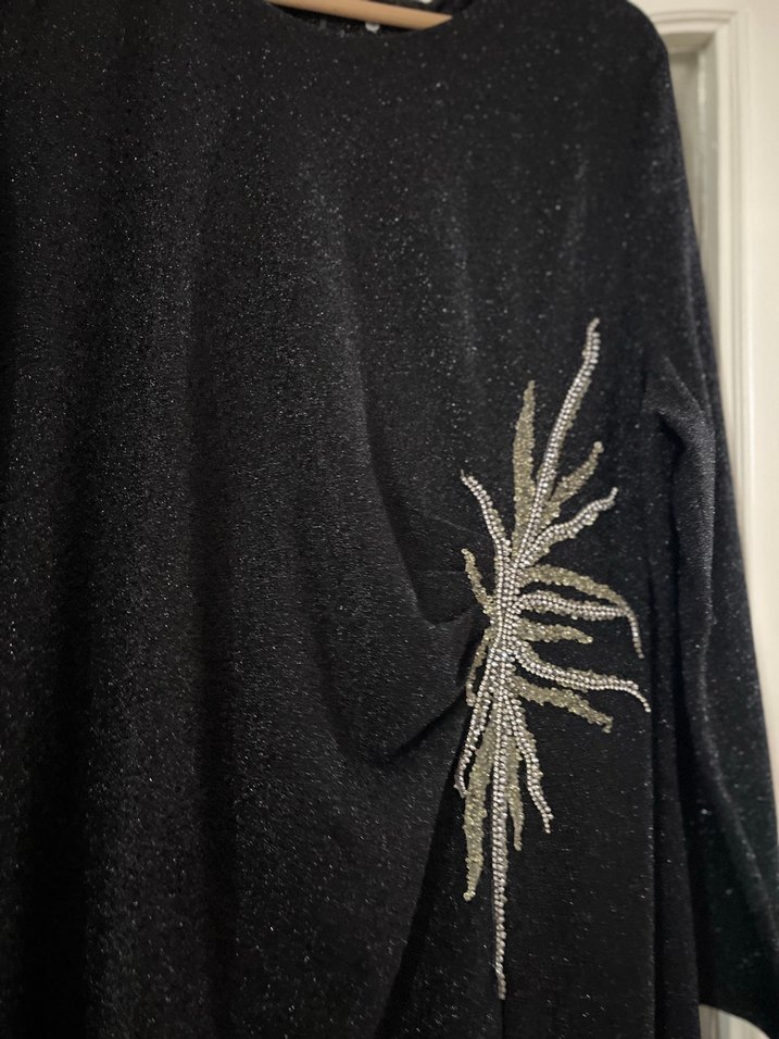 Nakışlı Siyah Uzun abiye - Görsel 2