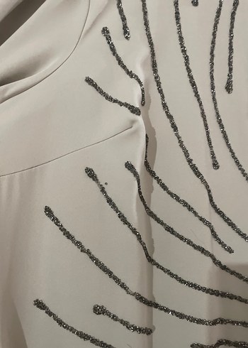 Bej Uzun Kollu Baskılı Kadın Elbise - Görsel 5