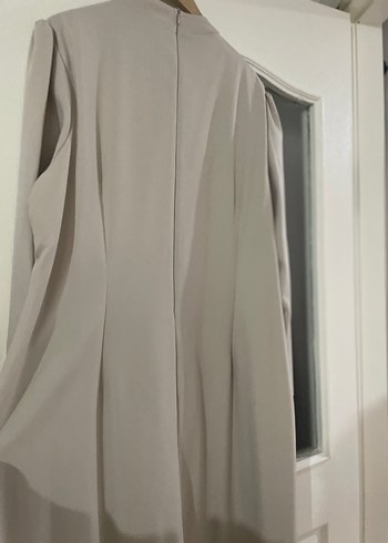 Bej Uzun Kollu Baskılı Kadın Elbise - Görsel 6