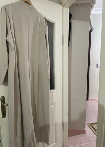 Bej Uzun Kollu Baskılı Kadın Elbise - Görsel 7