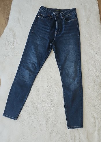 Kadın Lacivert Midi Boy Denim Pantolon