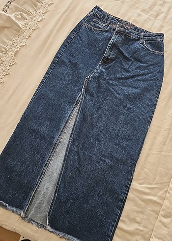 Kadın Lacivert Uzun Denim Etek