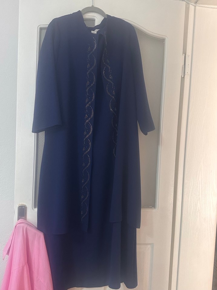 Drapeli Mavi Uzun Kadın anne abiye - Görsel 2