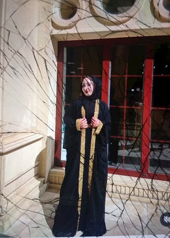 Uzun Siyah Etnik Desenli Kadın Elbise - Görsel 3