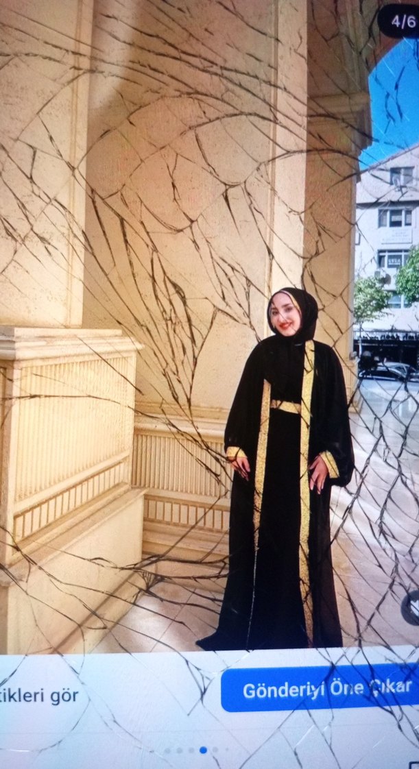 Uzun Siyah Etnik Desenli Kadın Elbise - Görsel 4