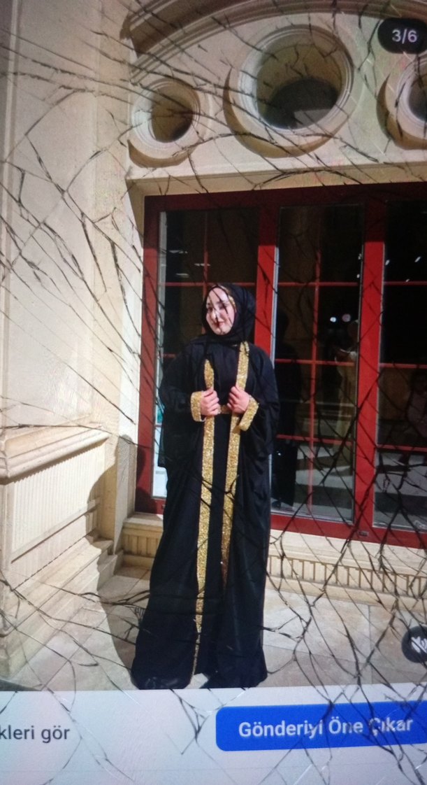 Uzun Siyah Etnik Desenli Kadın Elbise - Görsel 3