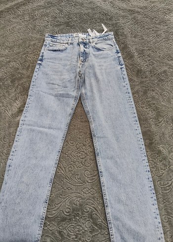 Düğmeli Mavi Kadın Kot Pantolon - Görsel 3