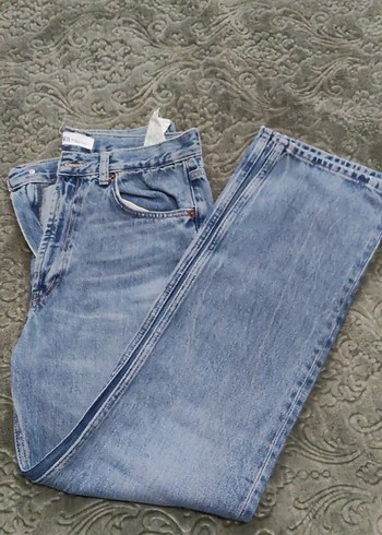Gri Normal Boy Düğmeli Kadın Denim Pantolon - Görsel 2