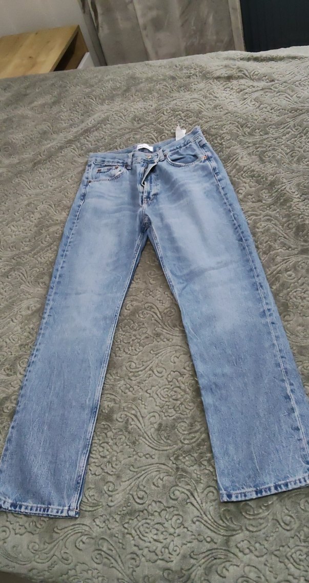 Gri Normal Boy Düğmeli Kadın Denim Pantolon - Görsel 3