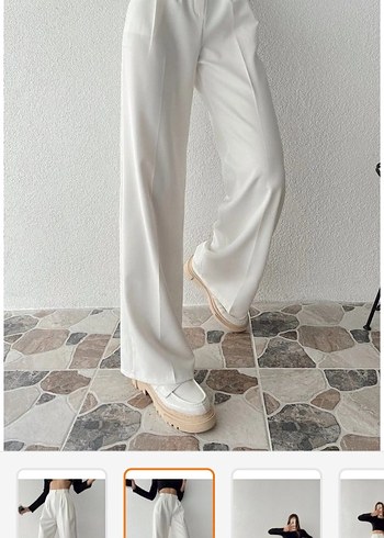 Beyaz Midi Kumaş Pantolon - Görsel 2