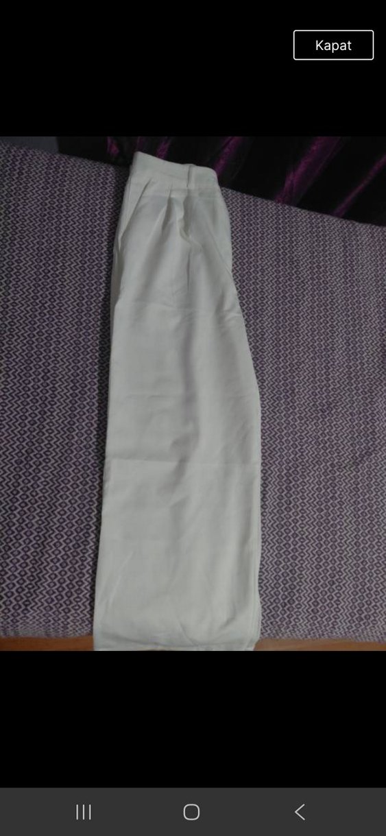 Beyaz Midi Kumaş Pantolon - Görsel 3