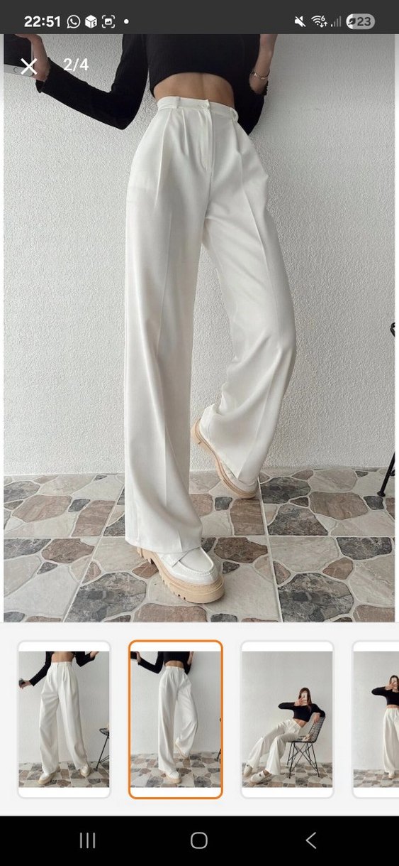 Beyaz Midi Kumaş Pantolon - Görsel 2