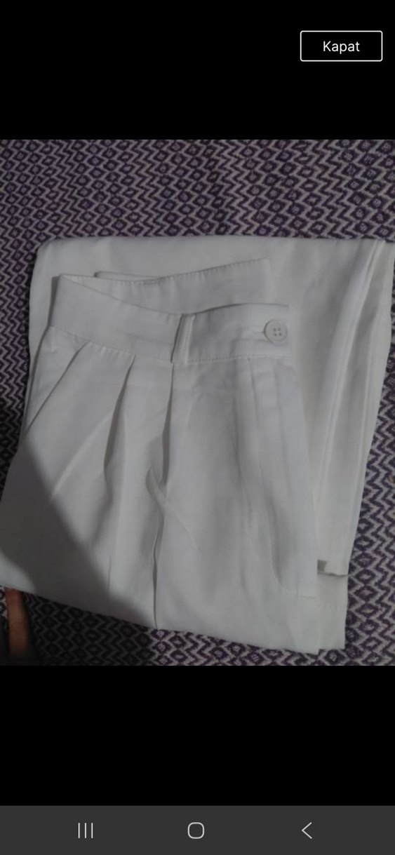 Beyaz Midi Kumaş Pantolon - Görsel 4