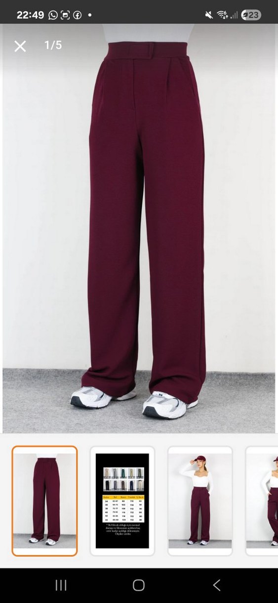 Bordo Regular Fit Kadın Kumaş Pantolon - Görsel 2