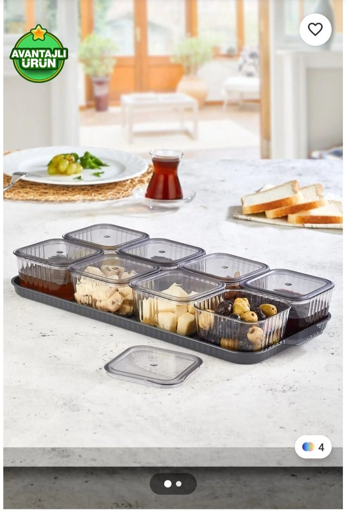 Gri Cam Saklama Kapları ve Servis Tepsisi - Görsel 2