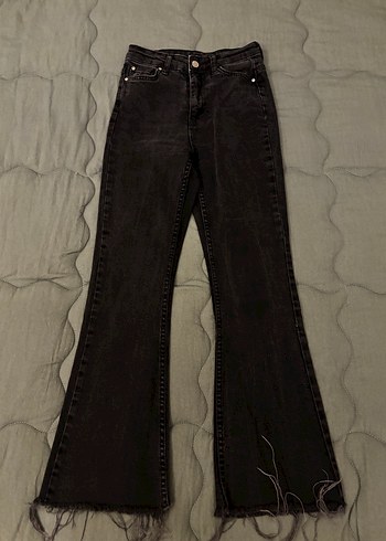 Gri Kadın Flare Kot Pantolon - Görsel 2