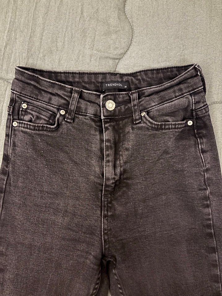 Gri Kadın Flare Kot Pantolon - Görsel 3