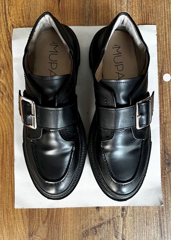 Siyah Deri Tokalı Kadın Loafer - Görsel 5