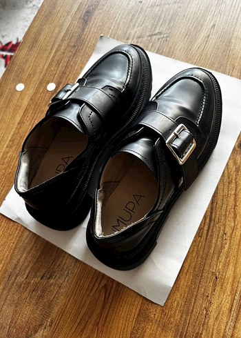 Siyah Deri Tokalı Kadın Loafer - Görsel 3