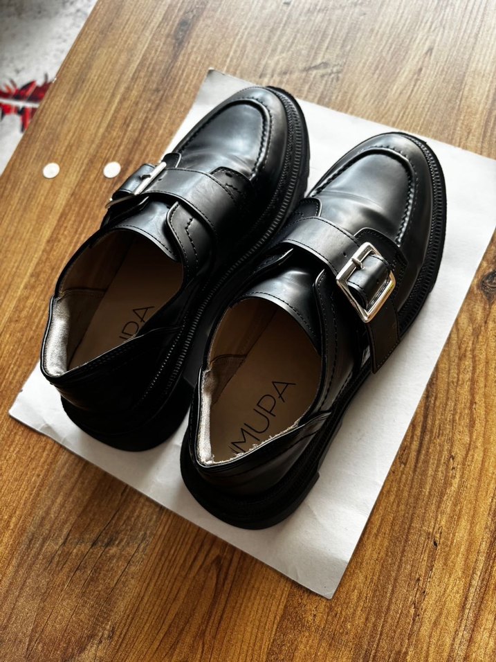 Siyah Deri Tokalı Kadın Loafer - Görsel 3