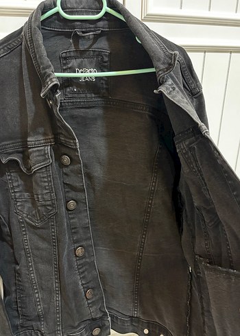 Siyah erkek Denim Ceket Düğmeli - Görsel 4