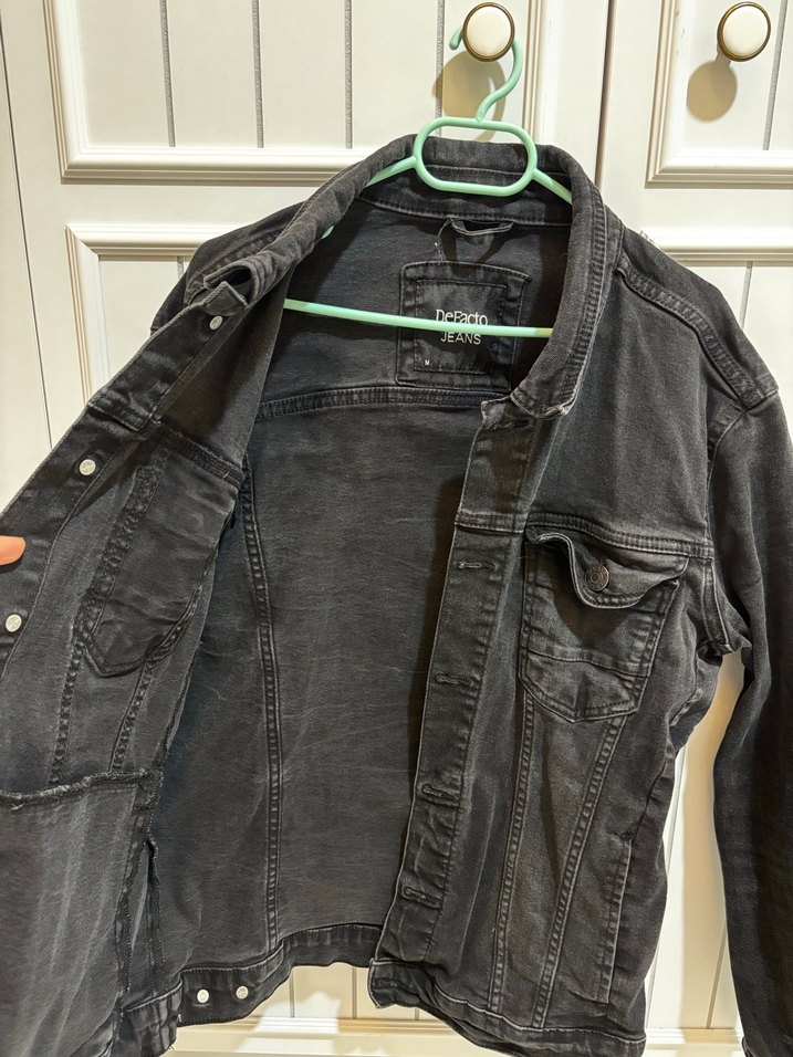 Siyah erkek Denim Ceket Düğmeli - Görsel 3