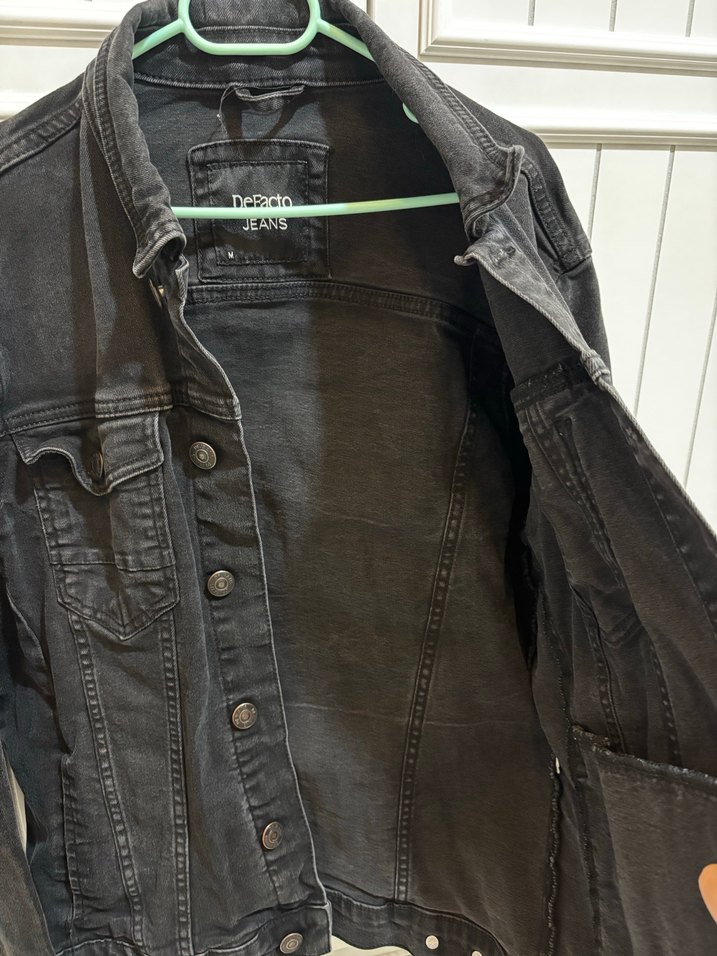 Siyah erkek Denim Ceket Düğmeli - Görsel 4