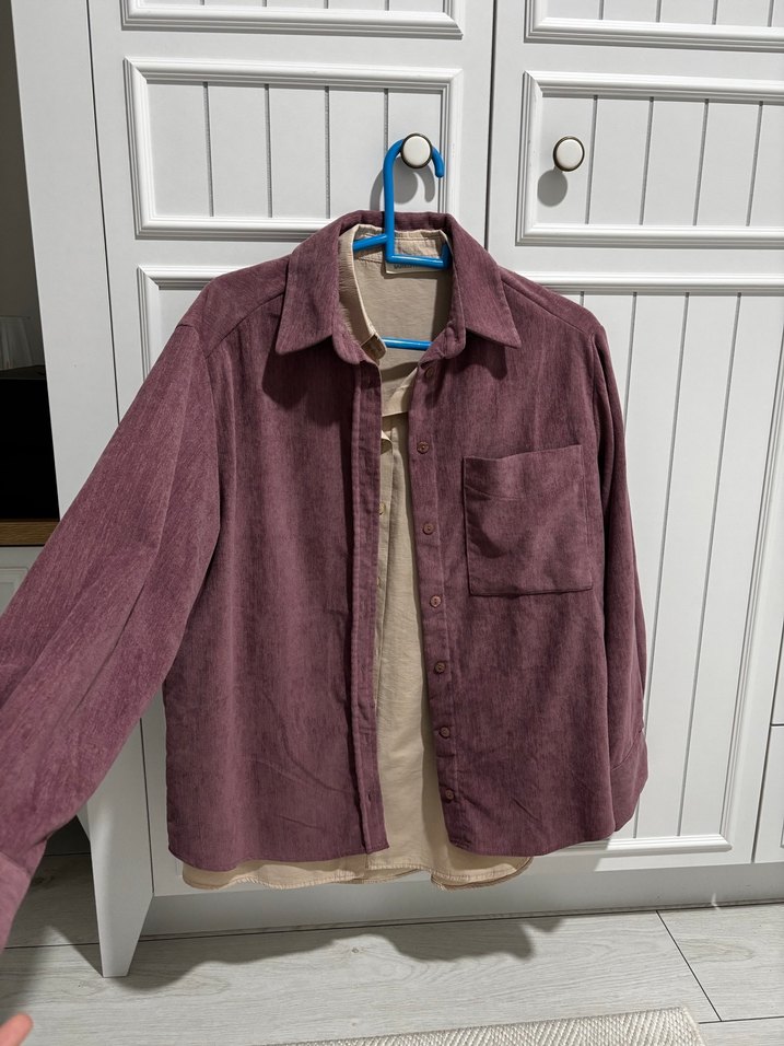 Düğmeli Bordo Keten Kadın Gömlek - Görsel 2