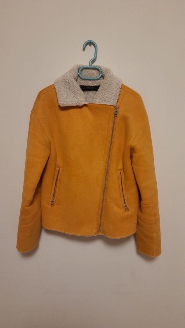 Zara İçi Kürklü Hardal Kaban - Görsel 4